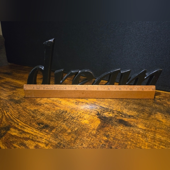 Cast Iron Dream Word Standing Sign Black Heavy Metal Tabletop Decor - Picture 6 of 9